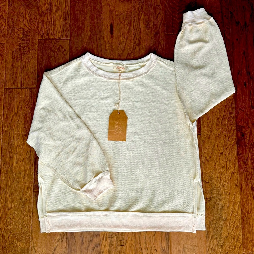 Listicle Cream Crew Neck Sweater Relaxed Fit
